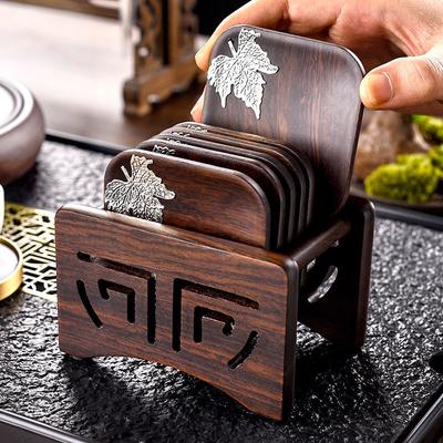Подставки под чай из цельного дерева, держатель для чашки из черного дерева, аксессуары для чайной церемонии в стиле кунг-фу, набор японских изолирующих ковриков для чашек