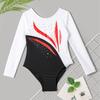 Children Girls Stylish Leotards Round Neckline Shiny Rhinestone Jumpsuit Gymnastics Skating Bodysuit
