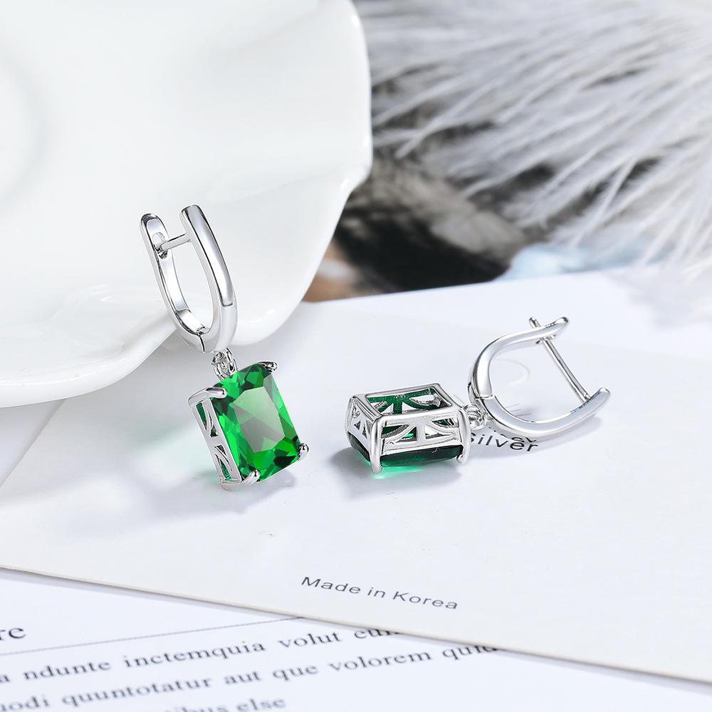 Романтичные модные квадратные серьги с цирконием синего цвета — европейский и американский стиль