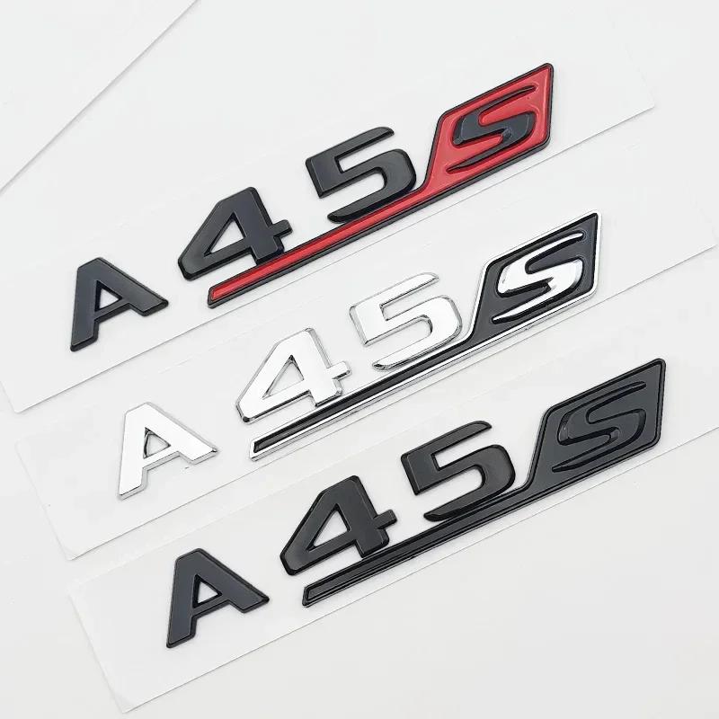 CTMMV1 Car Stickers 3D Chrome Black Red Car Trunk Letters Decal Sticker For Mercedes Benz A45 AMG W177 W176 A45S Logo Auto Accessories