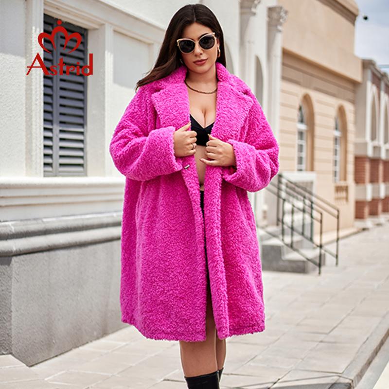 Astrid 2024 Длинная зимняя женская куртка-мех Тедди, стильная женская толстая теплая повседневная уличная одежда больших размеров 30199