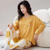Winter Ladies Combed Cute Cartoon Long-Sleeved Pajamas Two Sets of New Comfortable Casual Style Can Be Worn Outside The Homewear