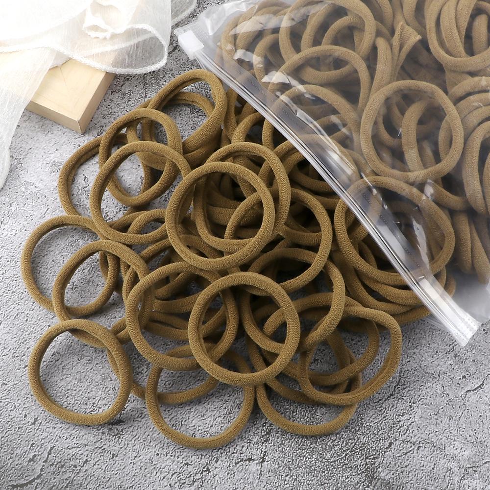 100/200 шт. Эластичные женские резинки для волос, завязки 4 см, темные цвета, повязка на голову, аксессуары для волос для девочек, головные уборы, не повреждающие волосы