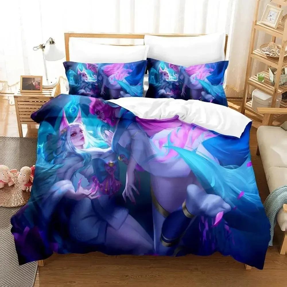 Новая игра Spirit Blosom Ahri Комплект постельного белья Спальня Мягкое Современное Покрывала Удобные Дети Дети Мягкое Пододеяльник Удобный Чехол для Одеяла И Наволочка