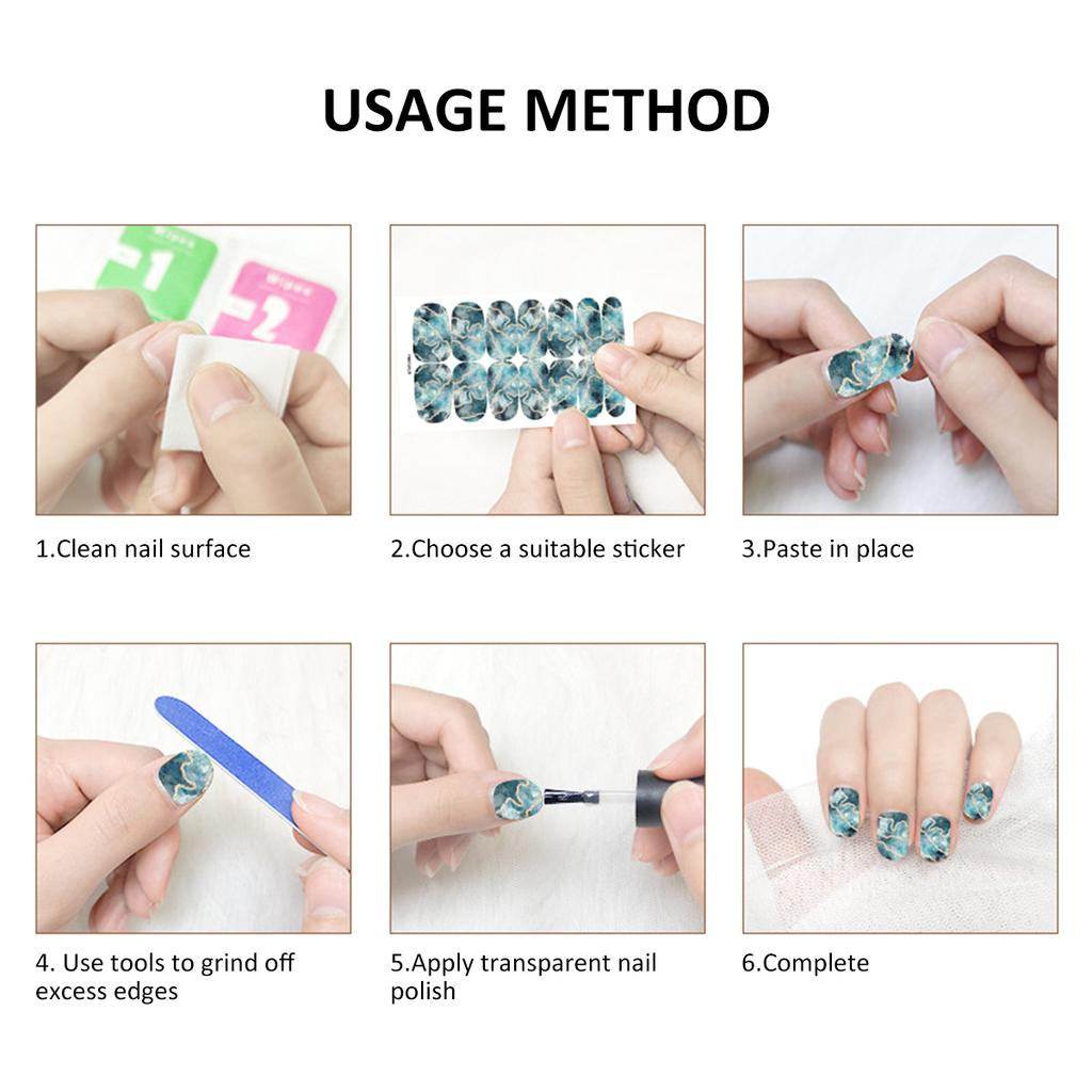 10/12 Sheets Full Cover Nail Stickers Self-Adhesive Nail Polish Gel Decals with Nail File DIY Creative Nail Art Sticker Decor