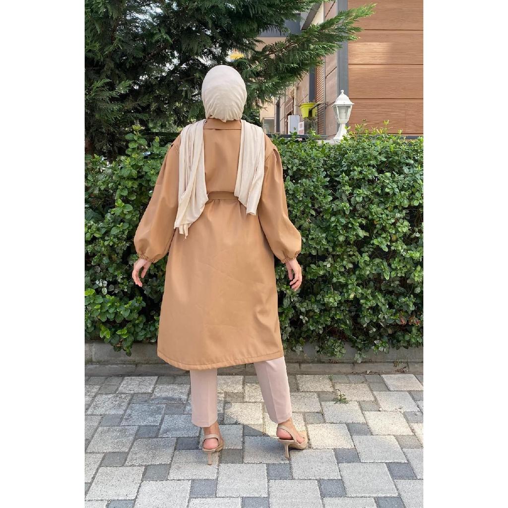 Тренч с объемными рукавами и завязкой на талии