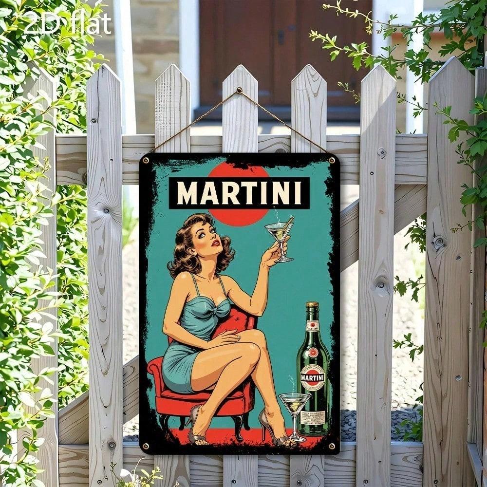 Винтажная металлическая жестяная табличка Martini Ретро Бар Настенное искусство Классический Декор для Фильмов Мужская берлога Паб В помещении На улице