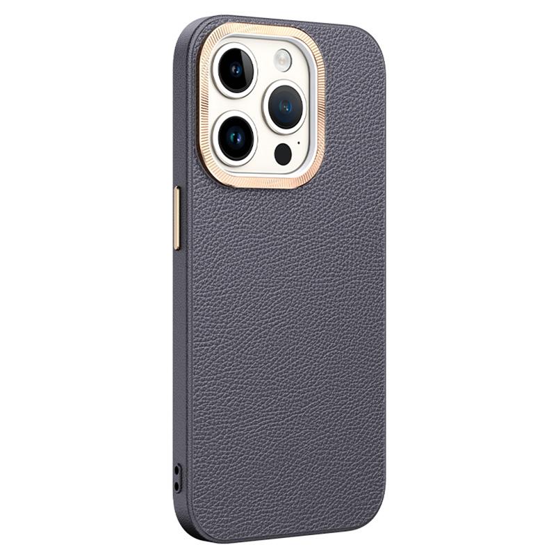 For iPhone 14 Pro Max Cover PU Leather+TPU Shockproof Phone Case with Metal Lens Frame