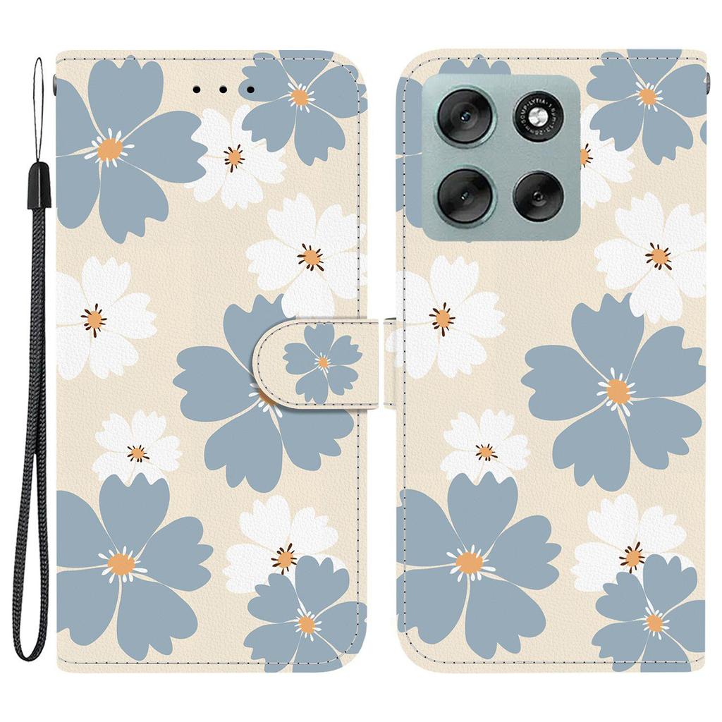 Для Motorola Moto G56 5G Кошелек Чехол С Принтом Кожаная Подставка Чехол для Телефона с Ремешком