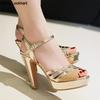 Fashion New 11CM Platform Super Gold High Heels For Woman Sexy Open Toe Sandals Gladiator Sequins Party Dress Ladies Shoes Size 34-43