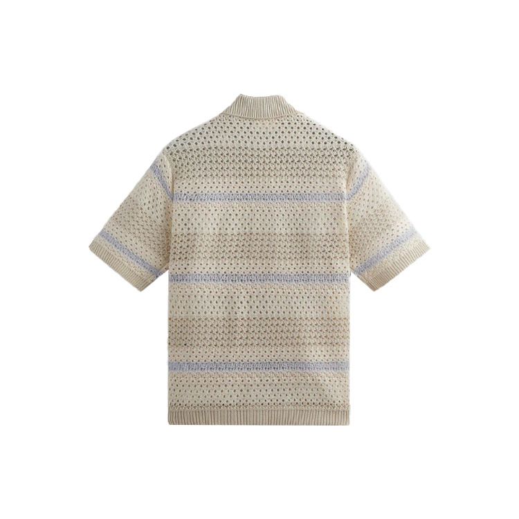 Kith Thompson вязаная крючком рубашка в полоску с цветными блоками и короткими рукавами, мужские топы, бежевые, KHM031095-105