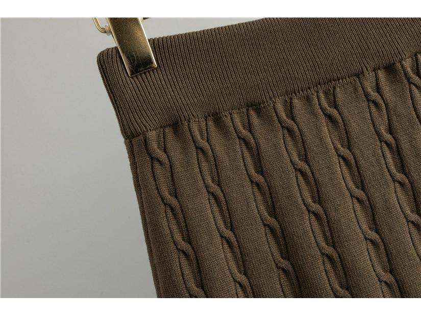 Женский осенне-зимний вязаный комплект: кардиган и юбка: Облегающий, Обтягивающий бедра, Модный комплект из двух предметов.