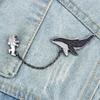 Universe Travel Astronaut and Whales Enamel Pin Cartoon Fish Brooch Out Space Label Pins Denim Jackets Brooches Badge