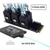 Cablecc 6Gbps NVMe M-Key PCI Express NGFF M.2-9 Port SATA 3.0 Adapter Converter Hard Drive Expansion Card for 2280 NAS Computers