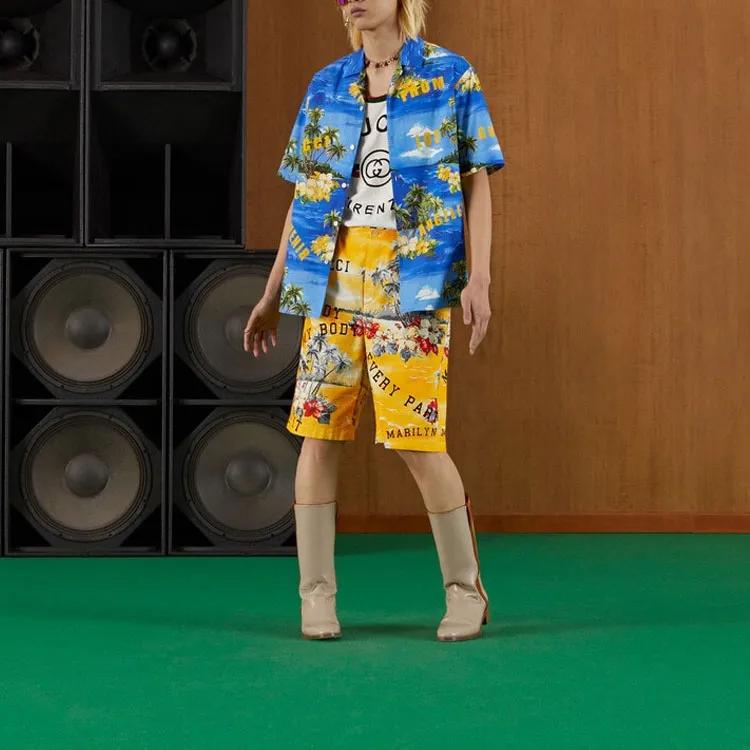 GUCCI Hawaiian Print Bermuda Shorts (Unisex) Casual Shorts 672698 ZAJSS 7371