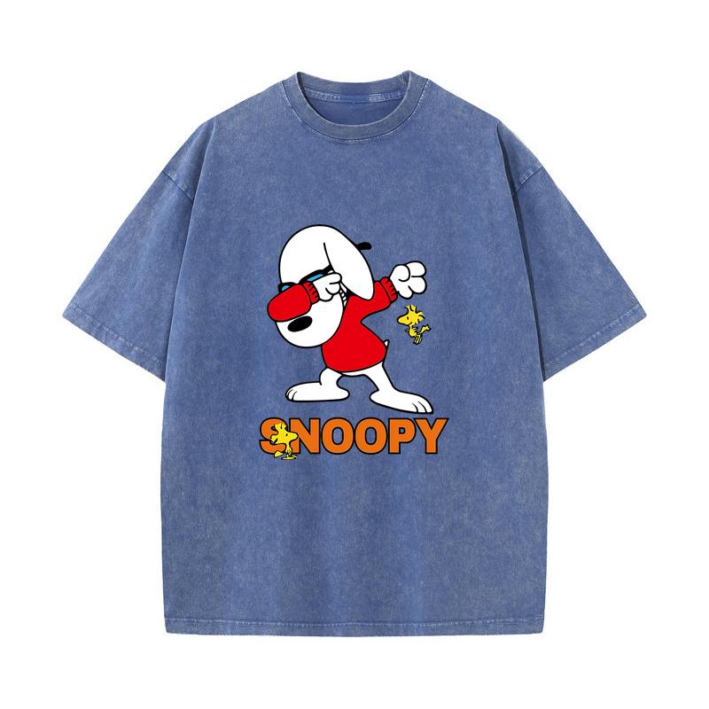 SX-89 MINISO 2026 Summer Vintage Wash Printed Pure Cotton Shoulder Style Men's and Women's Round Neck Short Sleeved Couple T-shirt
