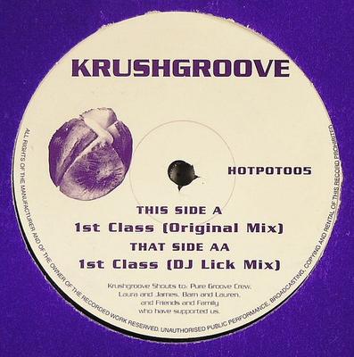 12-дюймовая пластинка KRUSHGROOVE 1st Class HOTPOT005 HOT POTATO 1999 UK Dance Electronica Б/у