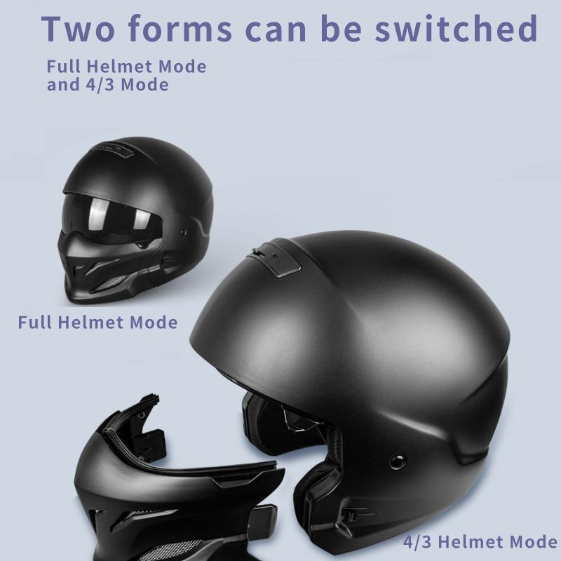 Шлем мотоциклетный Scorpion Vintage Biker 368 Ярко-черный Полнолицевой Комбинация Воин Harley Ретро Головной убор для мотоциклистов