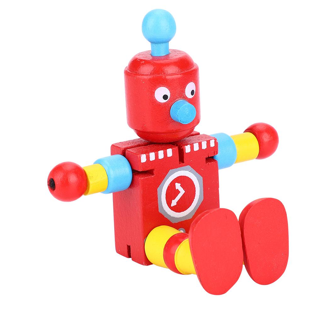 Personality Cute Wooden Robot Toys Learning & Educational Toys for Kids Children (Red)