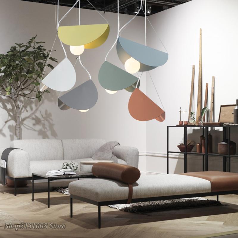 Современные светодиодные подвесные светильники в скандинавском стиле креативные цветные железные подвесные светильники геометрические столовая спальня детская комната декор Светильники