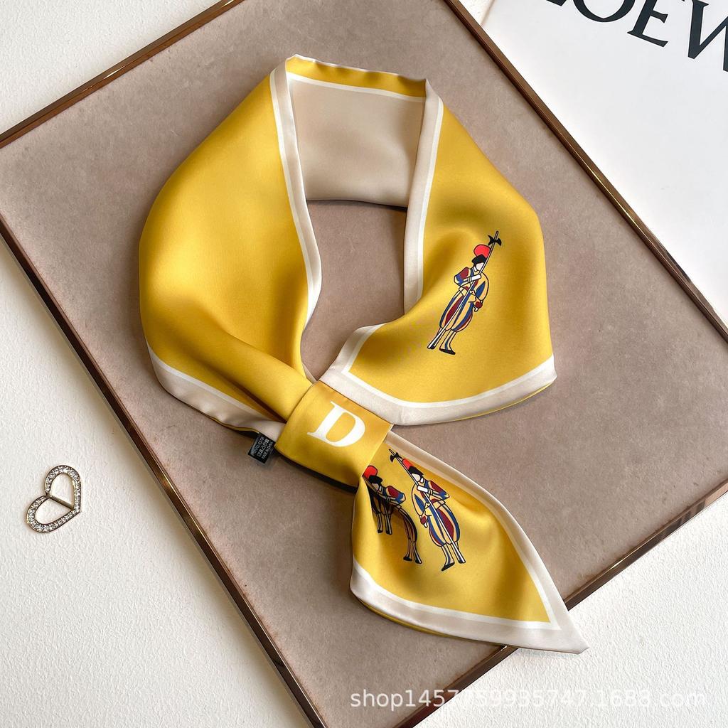 Silk Scarf Small Long Square Scarf Women'S High-End Neck Protection Scarf Professional Matching Shirt Scarf