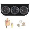 1 8in NPT 52mm 2in 3‑In‑1 Car Meter 8‑16V Voltmeter 40‑120 Celsius  Water Temp Meter 0‑7kg Oil Pressure Gauge Kit