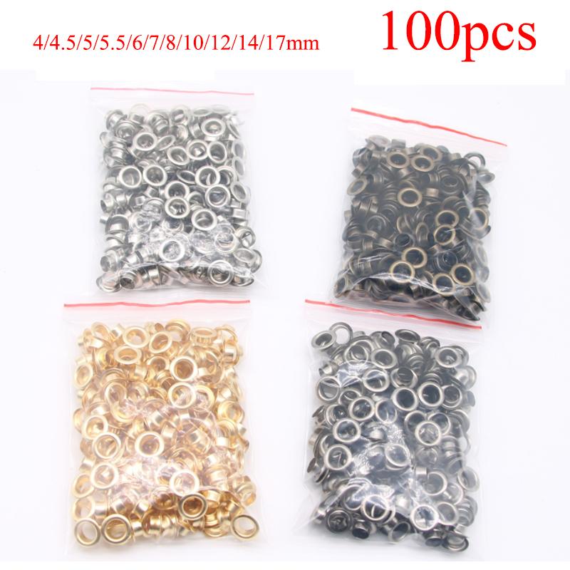100 шт. ушко с шайбой, кожаная ремонтная втулка 4 мм, 5 мм, 6 мм, 8 мм, 10 мм, 12 мм, 14 мм и 17 мм