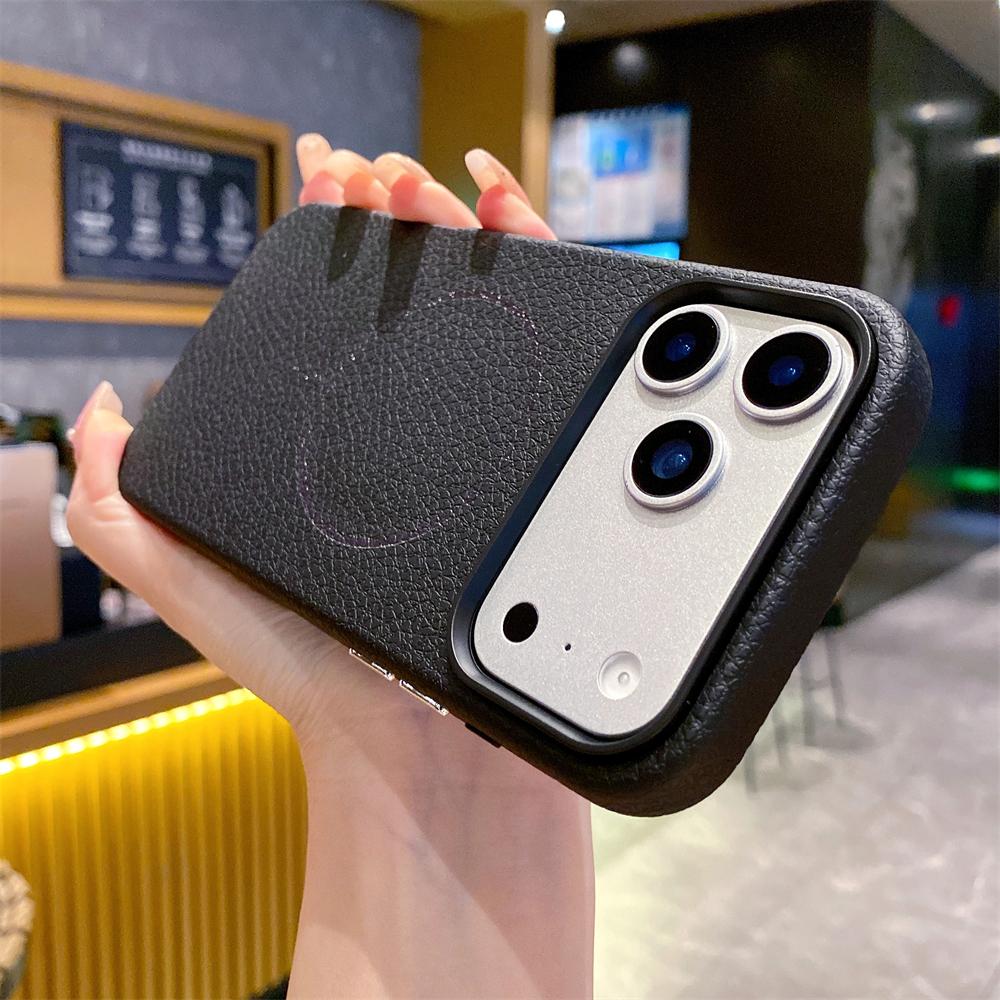 Business PU Leather Magnetic Case For iPhone 17 16 15 14 13 12 Pro Max Air For Magsafe Wireless Charge Shockproof Cover