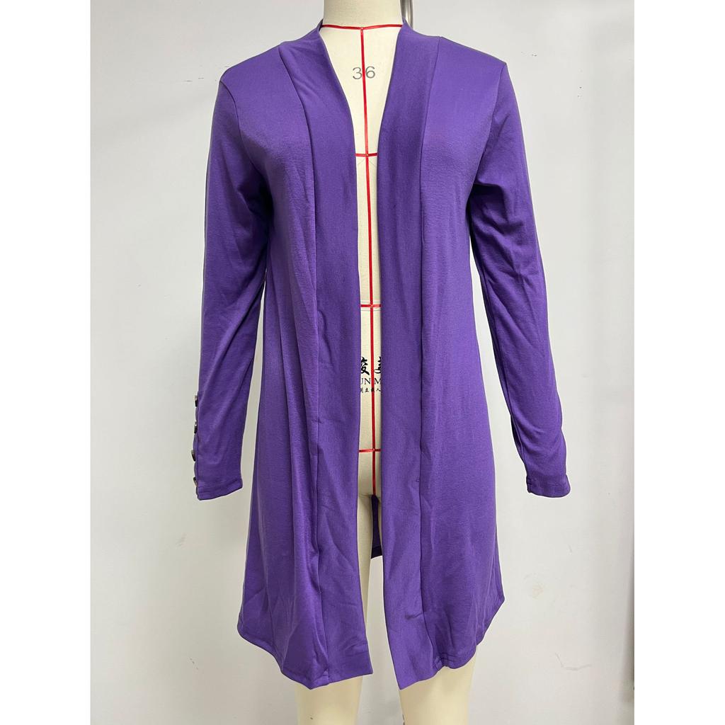 Женское однотонное пальто, вязаное на пуговицах, свободное пальто с длинными рукавами, кардиган, вязаное осенне-зимнее женское длинное пальто