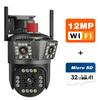 2025 Новая WiFi 6K 12MP PTZ IP-камера Три экрана Безопасность Защита движения Обнаружение человека Наружная IP CCTV Наблюдение Умный дом