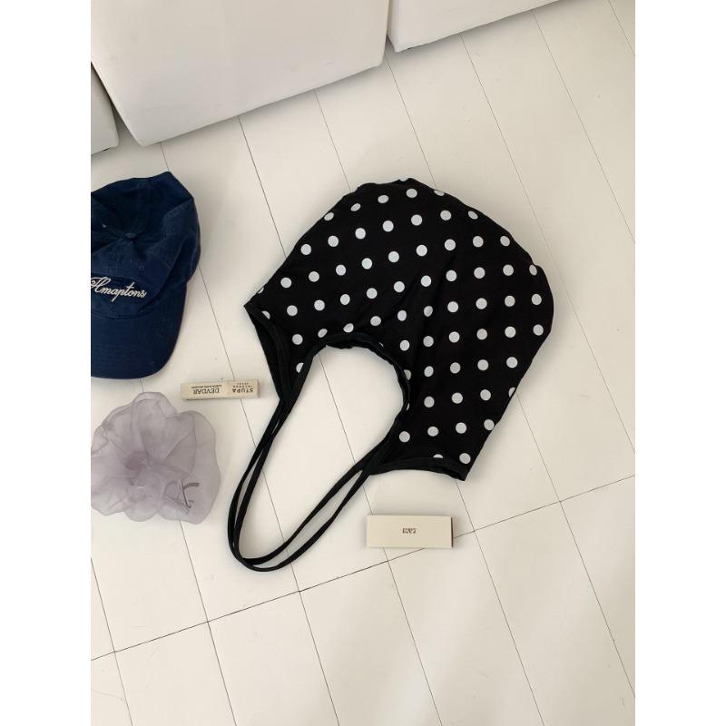Street Cute Polka Dot Bag Versatile Large Capacity Commuter Tote Bag Casual Cotton Commuter Shoulder Bag