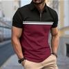 Мужская рубашка поло повседневная на молнии с коротким рукавом модная повседневная на молнии летняя весенняя рубашка обычного кроя для отдыха с 3D-принтом