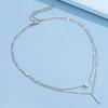 Double Layer Water Drop Rhinestone Necklace Two-piece Set Stacking Long Tassel Pendant Clavicle Chain Jewelry for Women