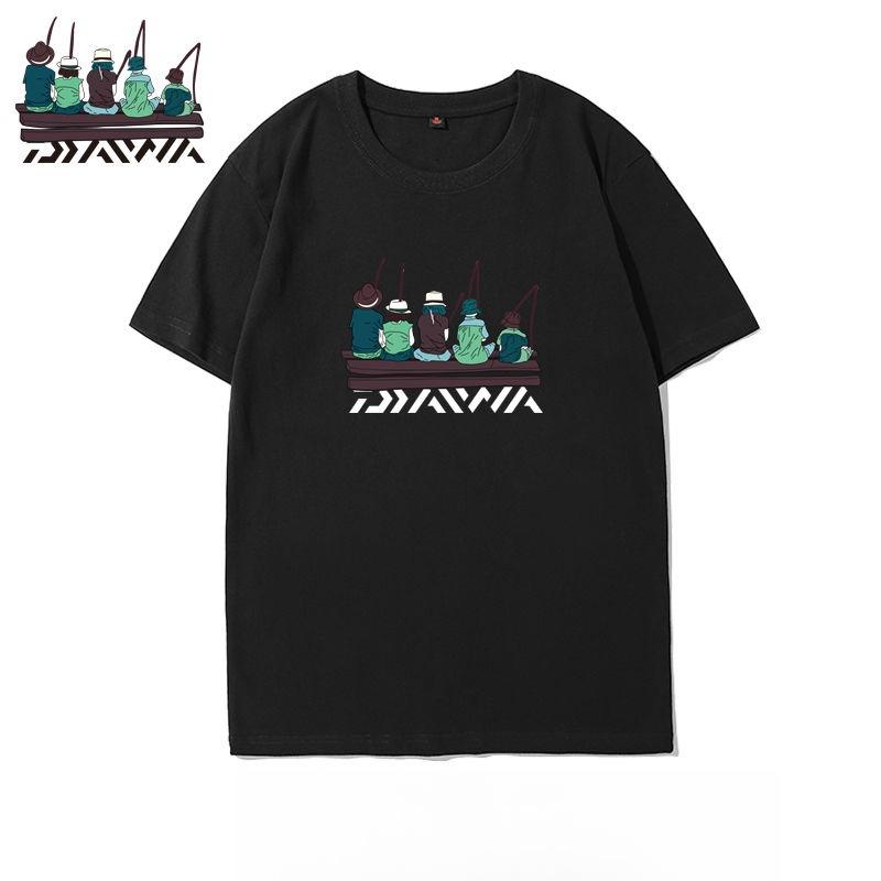 Outdoor Fishing Short-sleeved T-shirt Men's Cotton Loose Fishing Friends Party Clothes Summer New Sea Fishing Half-sleeved Tide