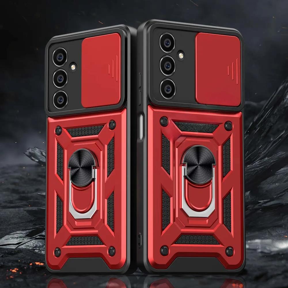 Бронированный чехол для Samsung Galaxy A17 A07 A56 A36 A26 A16 A06 A55 A35 A25 A15 A05S M56 M06 с кольцом-держателем, защитой объектива, противоударная крышка