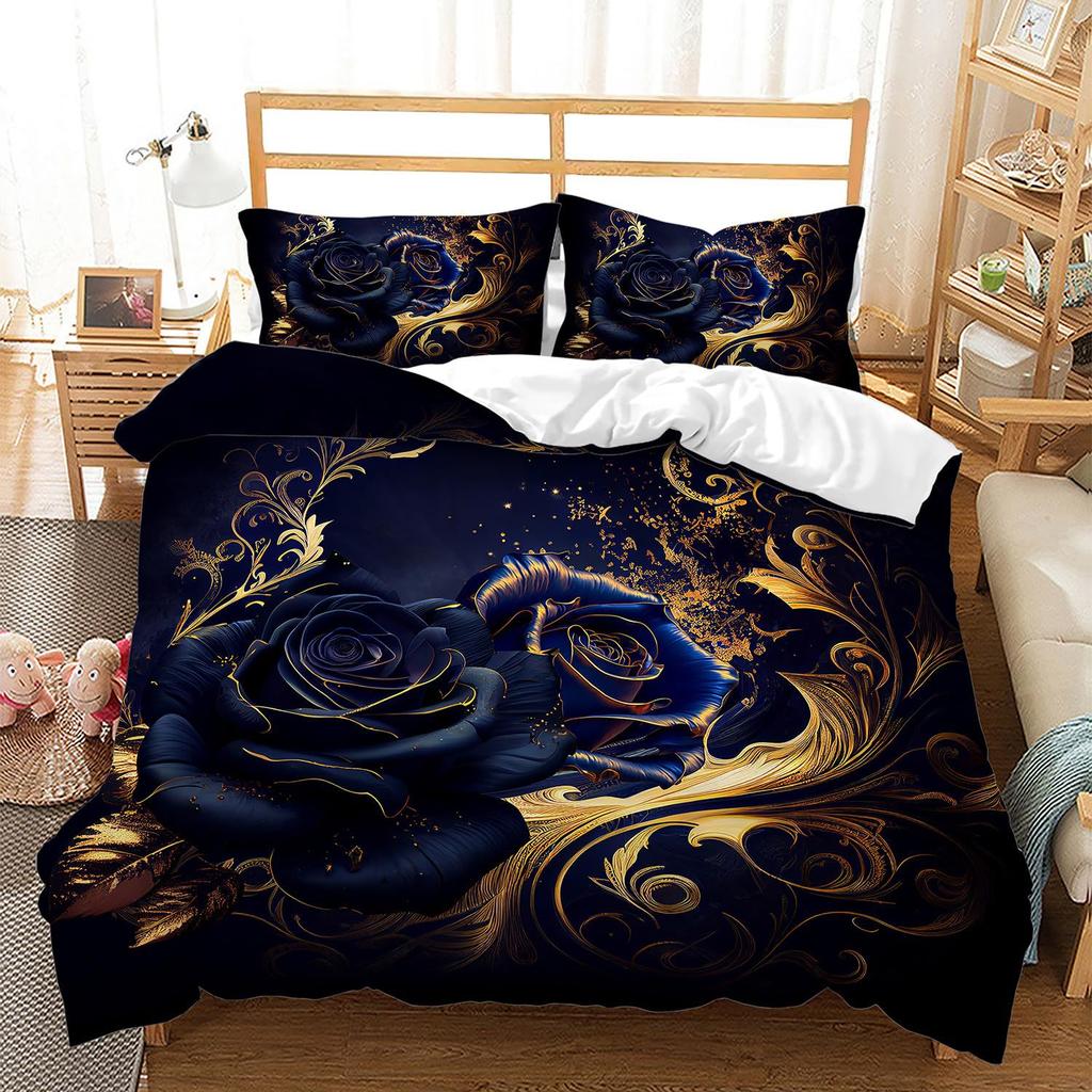 Purple Butterfly Three-Piece Quilt Cover Digital Printing Bedding Set Dream Heart Bed Cover