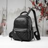Genuine Leather Women's Fashion Large Capacity Diamond Check Backpack Women's Commuter Travel Backpack