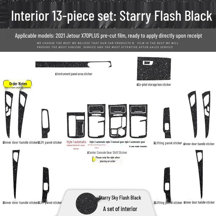 Jetour X70PLUS Carbon Fiber Interior Gear Shift & Door Anti-Kick Sticker