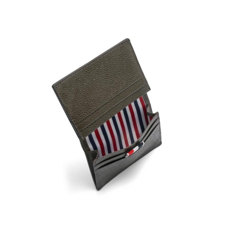 Thom Browne Pebble Grain Three Stripe Card Wallet Maw021l 00198 206
