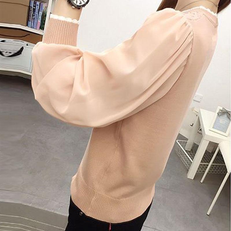 Ледяной шелковый шифоновый трикотаж, пуловер, женский топ с длинными рукавами, весенне-осенний маленький свитер с ароматом, ажурный пуловер, свитер