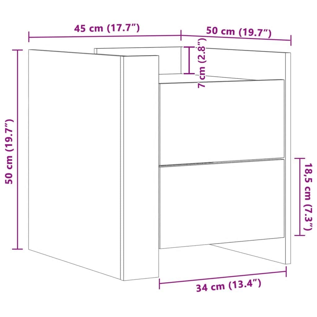 Nightstand Smoked Oak 45x50x50 cm Engineered Wood