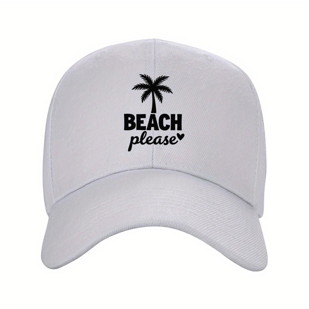 Beach Please Palm Tree Baseball Cap Polyester Adjustable Strap Unisex Vacation Travel Hat