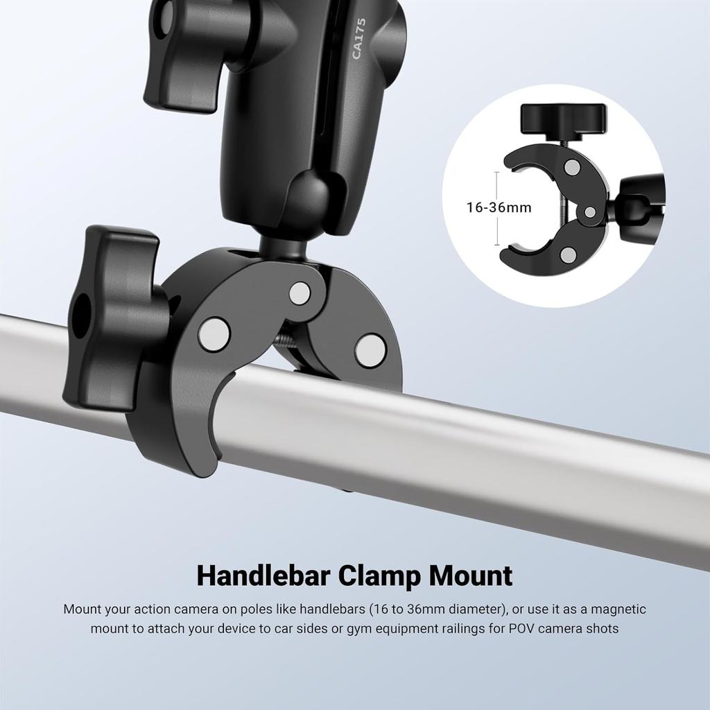NEEWER Motorcycle Bicycle Handlebar Clamp Holder Magnetic Car Mount Accessories Kit for Insta360 X3-X5 GoPro  Action Cameras