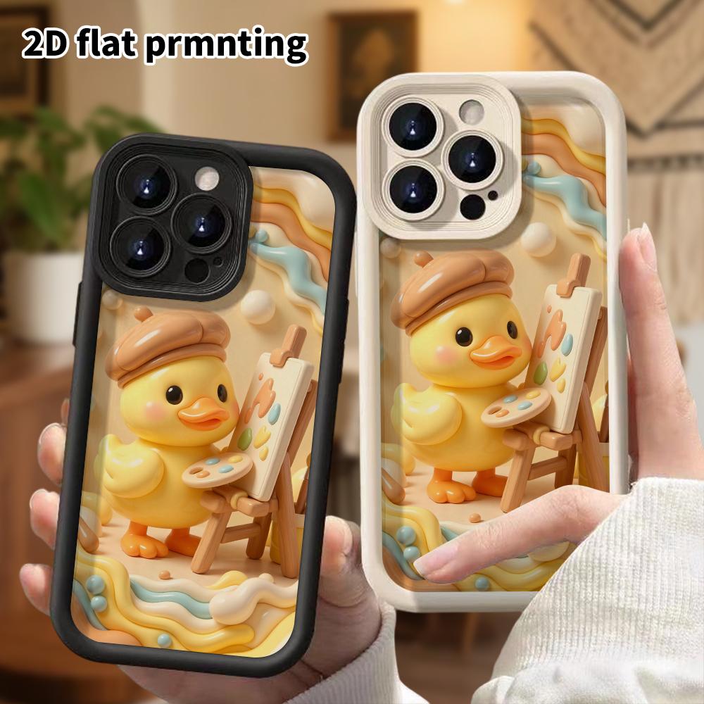 Чехол для телефона: 2D плоский, подходит для защитного чехла iPhone 18 17 16 15 14 13 12 Pro, с рисунком маленькой желтой уточки, идеальный Рождество и Хэллоу