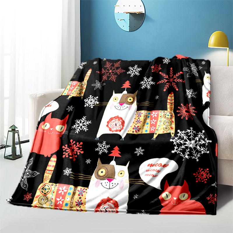 Cartoon Cat HD Printed Flannel Blanket Baby Girl Boy Office Camping Picnic Blankets for Children Sofa Blanket Soft Thin Blanket