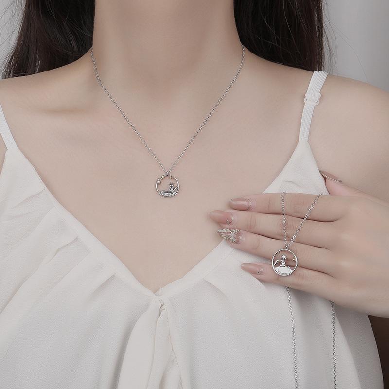 Little Prince and Fox Couple Necklaces, Male and Female Students, Clavicle Chain, Neck and Neck Chain
