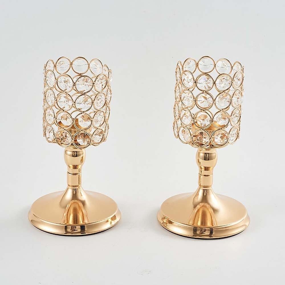 Metal Crystal Candle Holder Hollow Craft Candelabra Wedding Venue Floral Arrangements