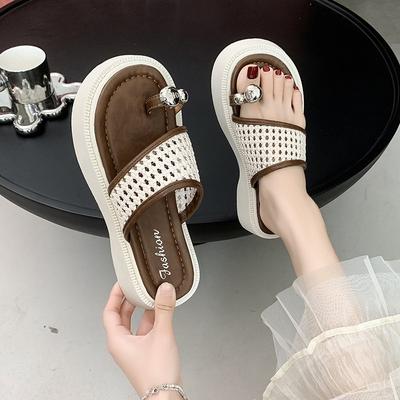 Тапочки с пальцами, женская верхняя одежда, лето 2025, новая ретро-мода, маленький толстый каблук, французские классные тапочки