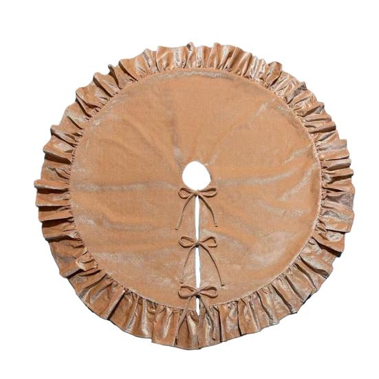 Yousheng Velvet Christmas Tree Skirt 48 Inch Ruffled Holiday Tree Skirt Rustic Xmas Tree Decoration Soft Festive Tree Apron for Cozy Celebrations