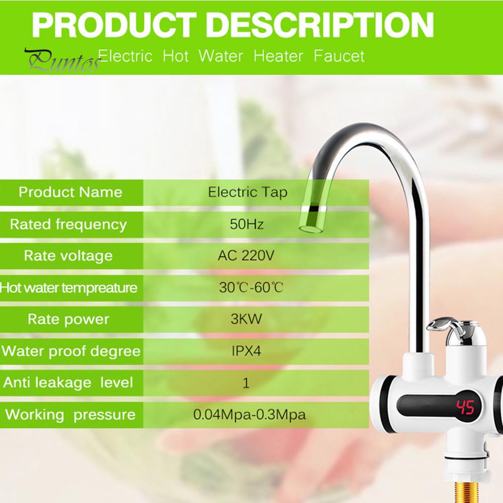 220V 3000W Кухонный цифровой безрезервуарный кран с мгновенным нагревателем Горячая/холодная вода